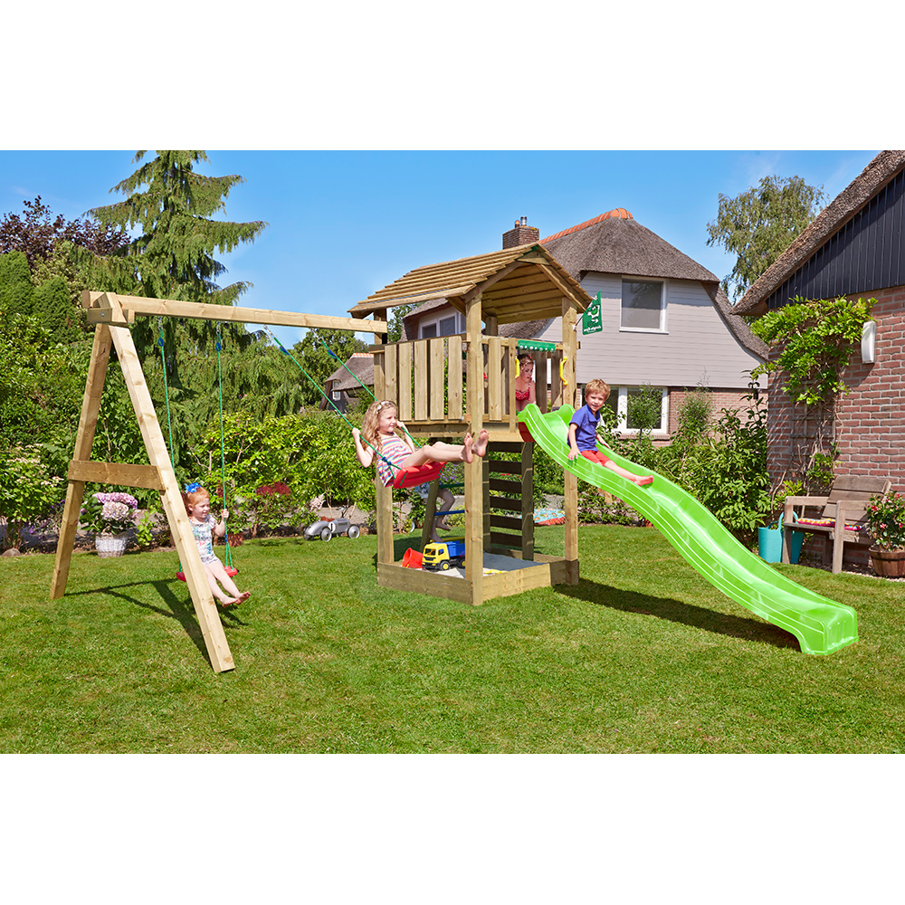 Lektorn Jungle Gym Cottage 2.1 Gungmodul Grön Rutschkana & Sand