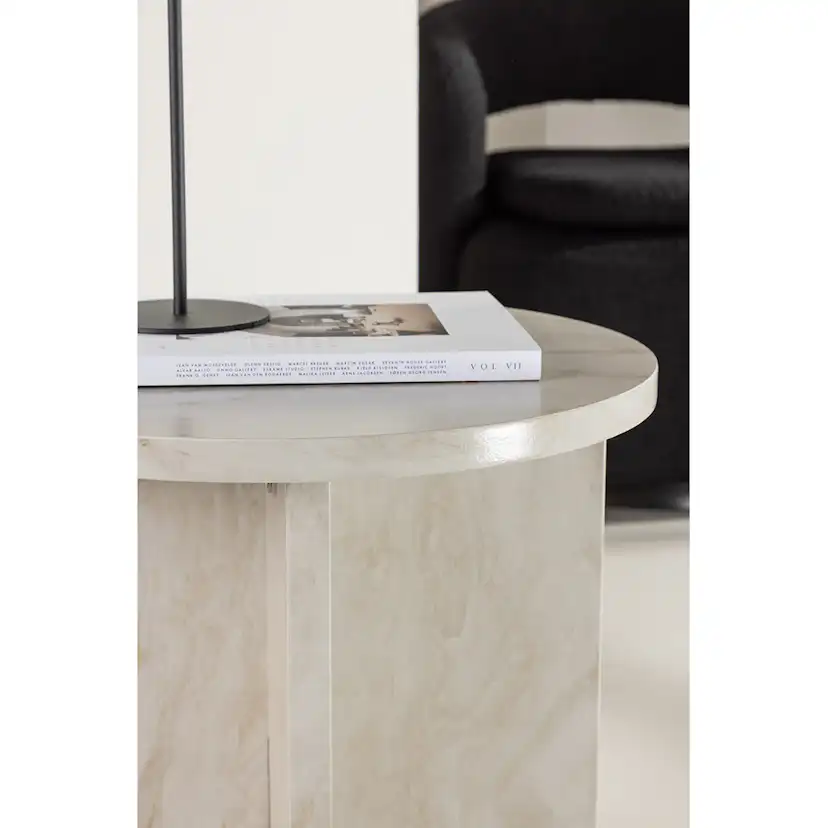 Sidobord Venture Home Ålesund Låg Runt Bord/Piedestal med Marmorlook