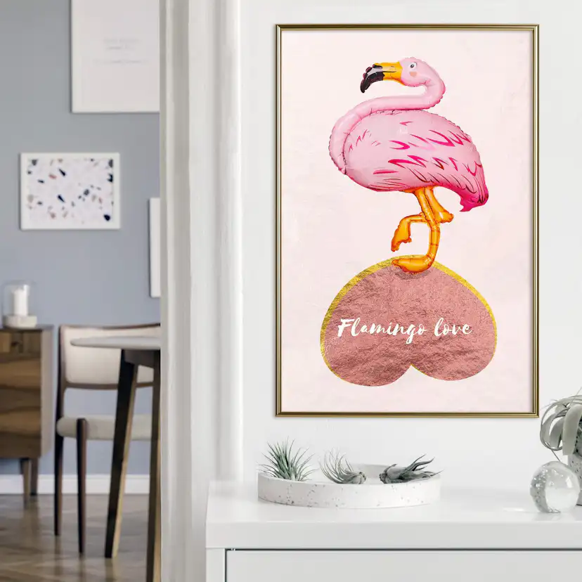 Poster Artgeist Affisch Flamingo in Love