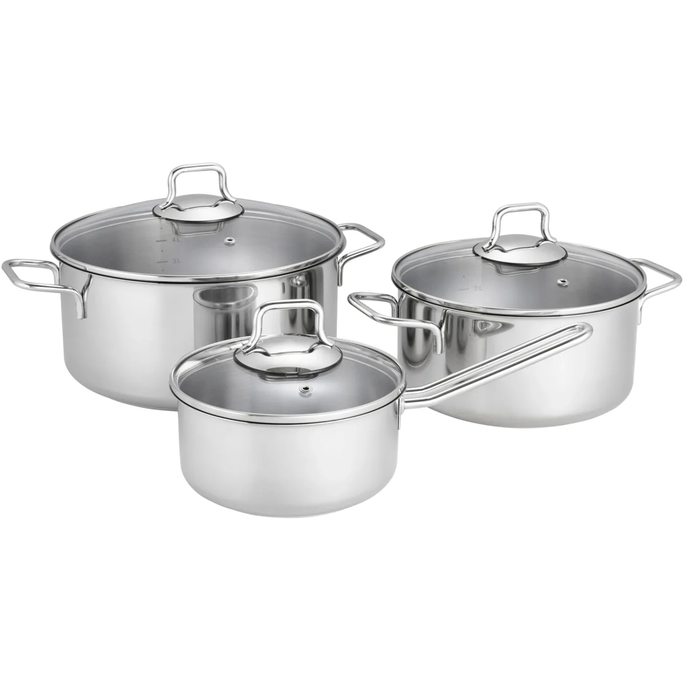 Fiskars Gryt- och Kastrullset 3 Delar – Med Glaslock och Non-stick Beläggning