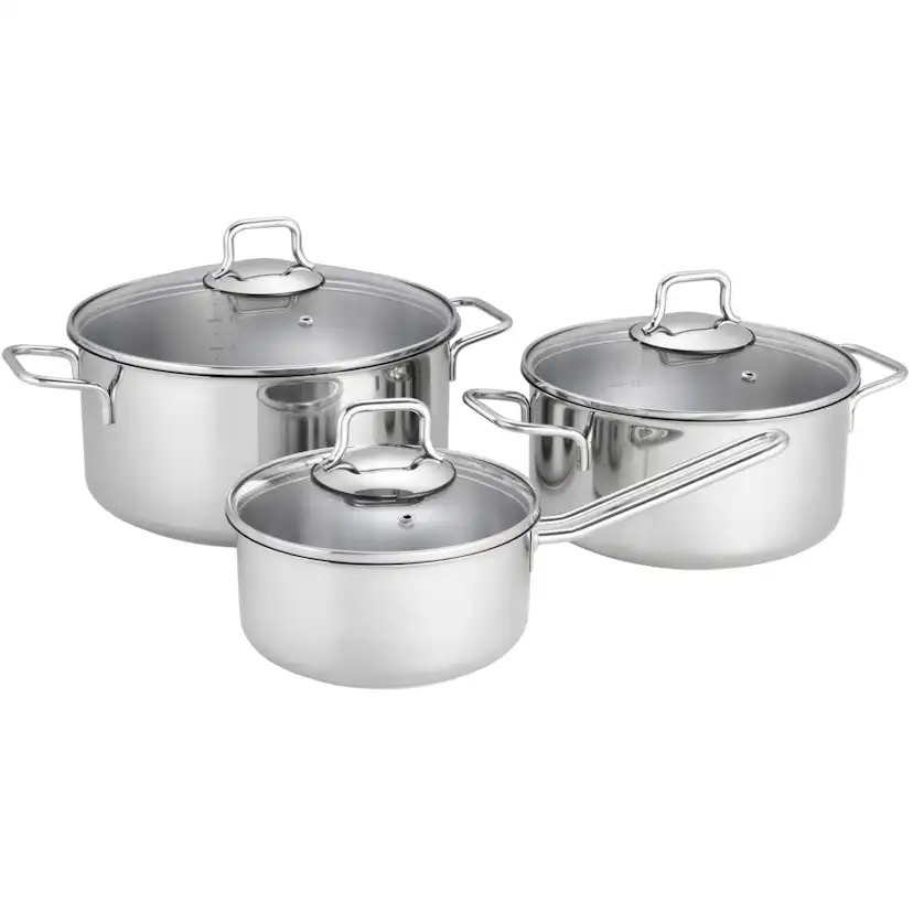 Fiskars Gryt- och Kastrullset 3 Delar – Med Glaslock och Non-stick Beläggning