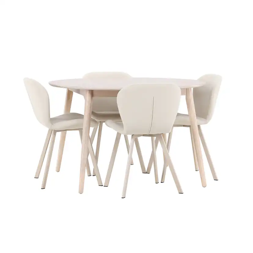Matgrupp Venture Home Flora Ø120 cm med 4st Lilja Matstolar