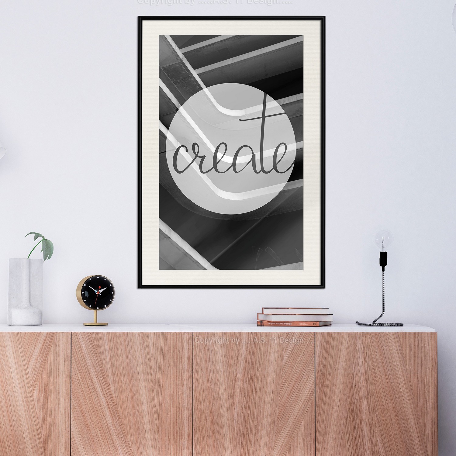 Affisch - Create [Poster] 30x45 Svart ram med passepartout, 30x45 cm