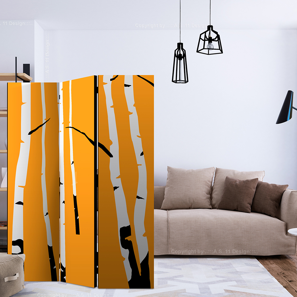 Rumsavdelare Skärmvägg Arkiio Birches On The Orange Background 135x172 cm