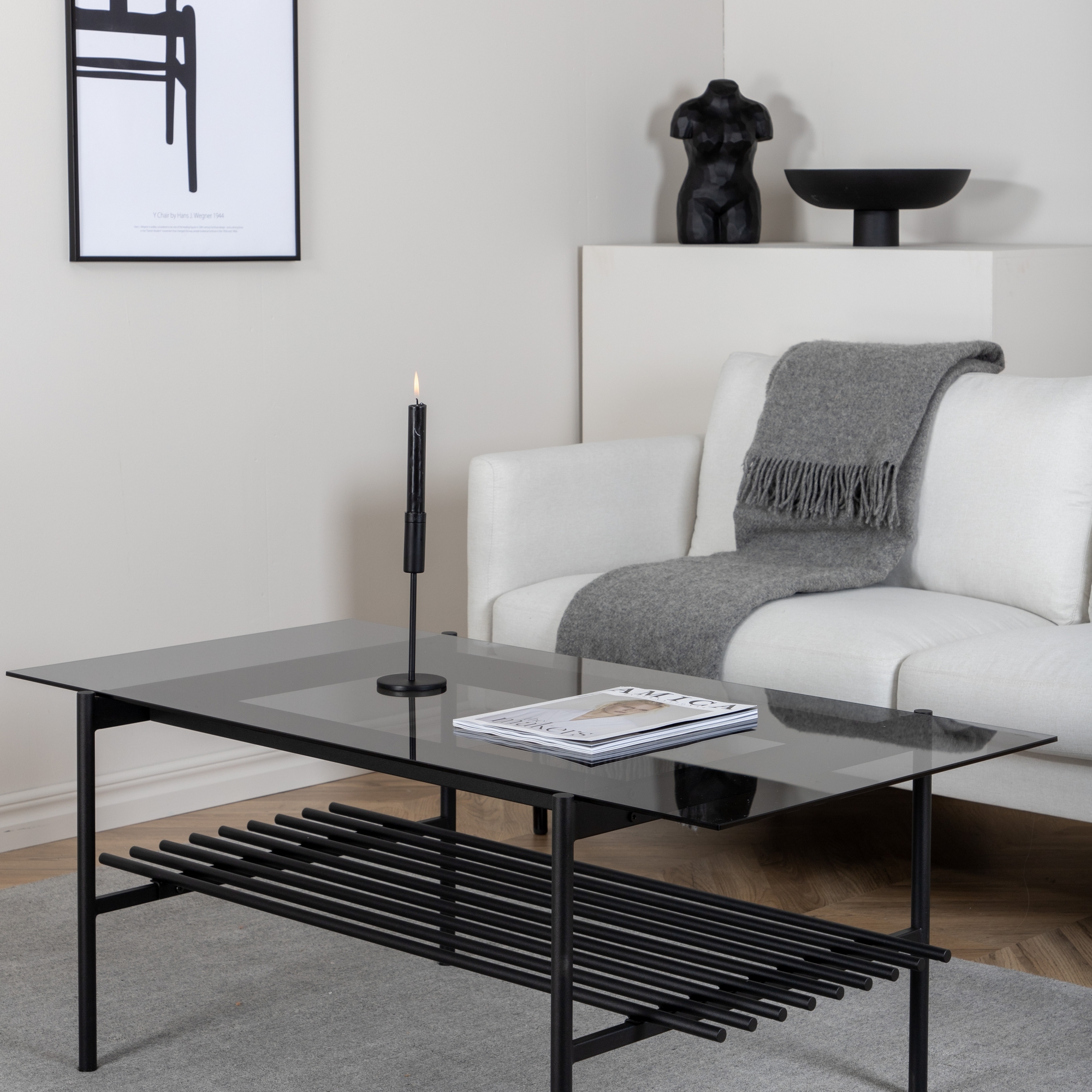Von Staf Sofa Table - black / Black Smoked Glass glass Svart Glas