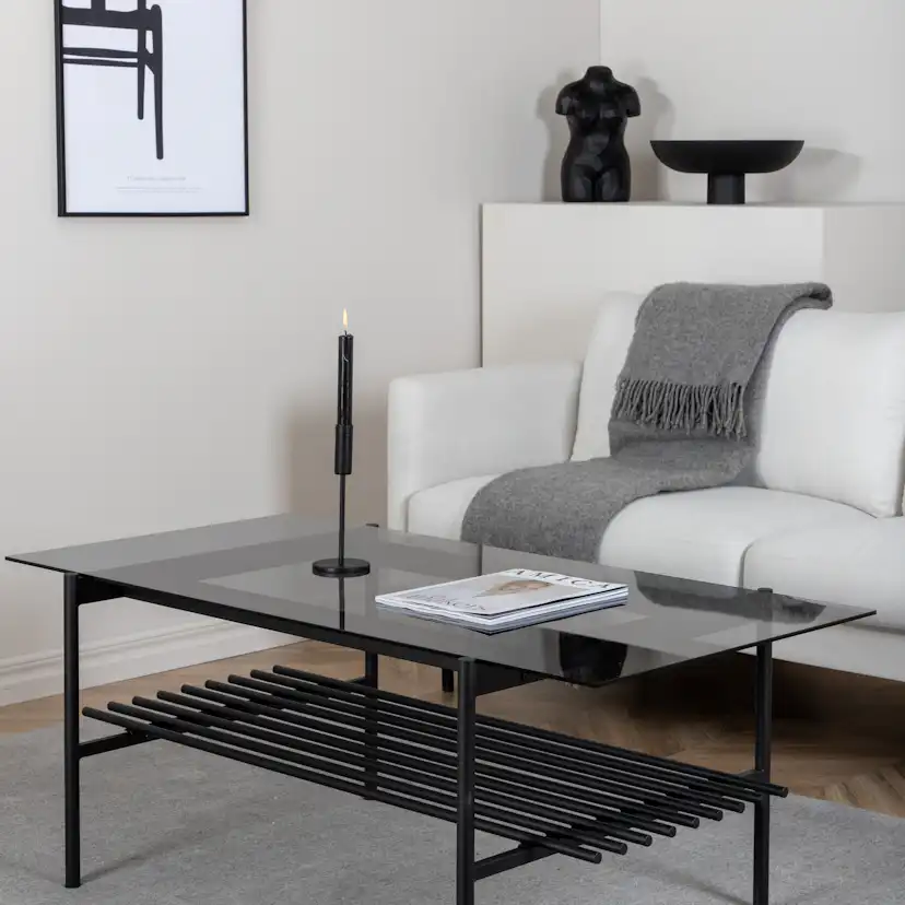 Von Staf Sofa Table - black / Black Smoked Glass glass Svart Glas