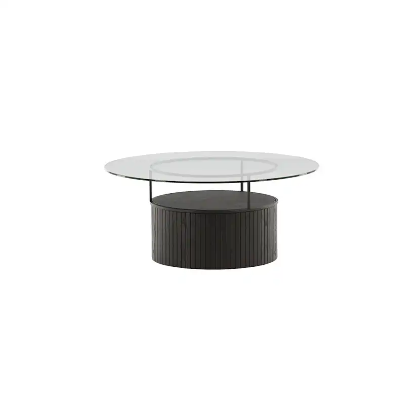Soffbord Venture Home Bovall Runt Vardagsrumsbord i Svart Ask & Glas