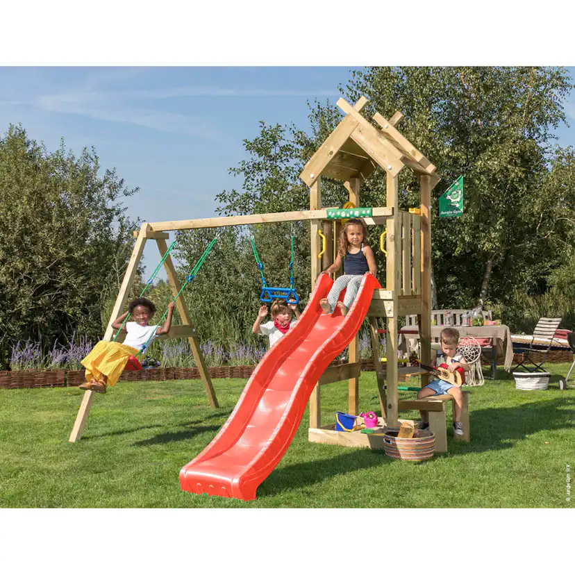 Lektorn Jungle Gym Totem Inkl Gungmodul & Röd Rutschkana