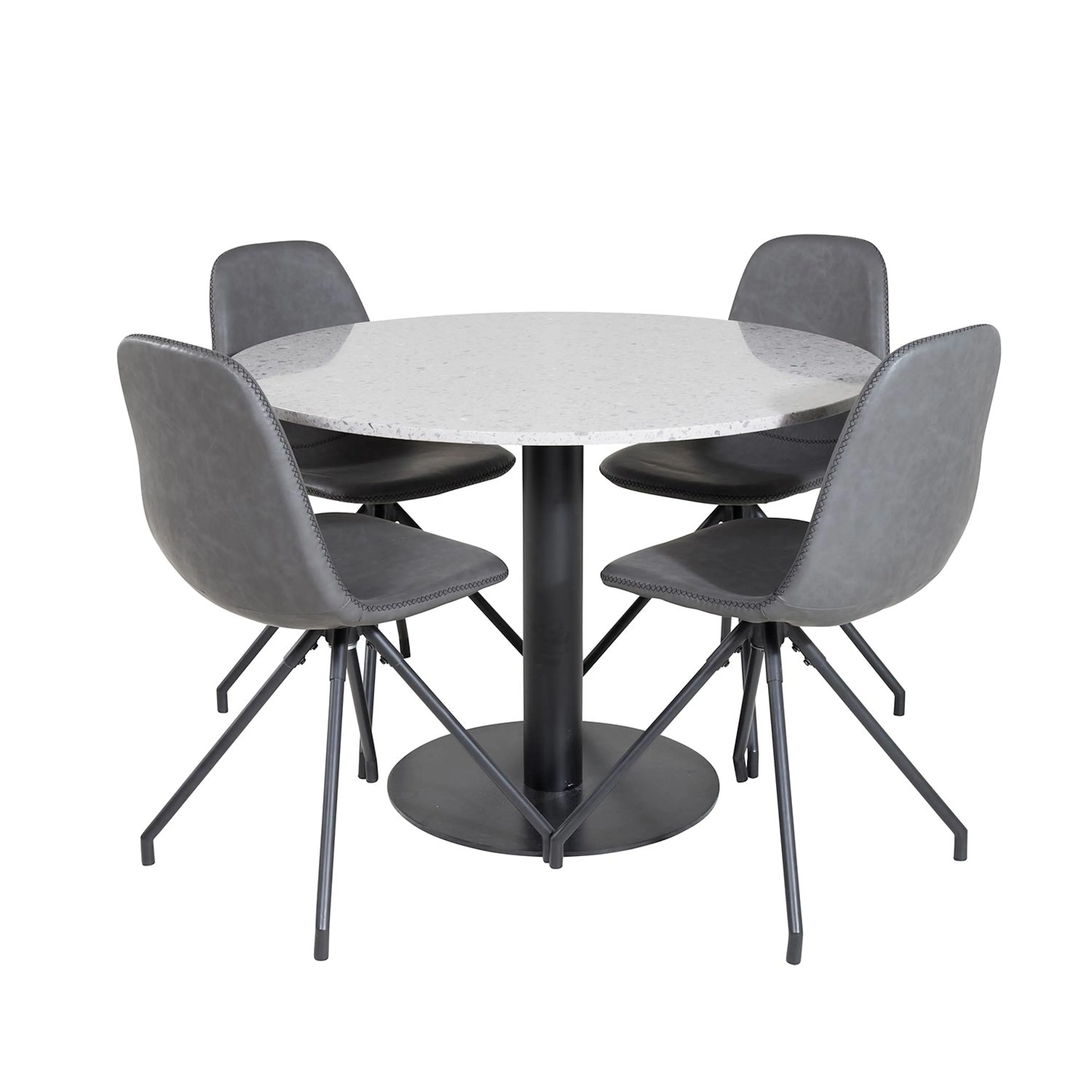 Matgrupp Venture Home Roxanna med 4 Pobbie Stolar med Snurrfunktion Konstläder Runt
