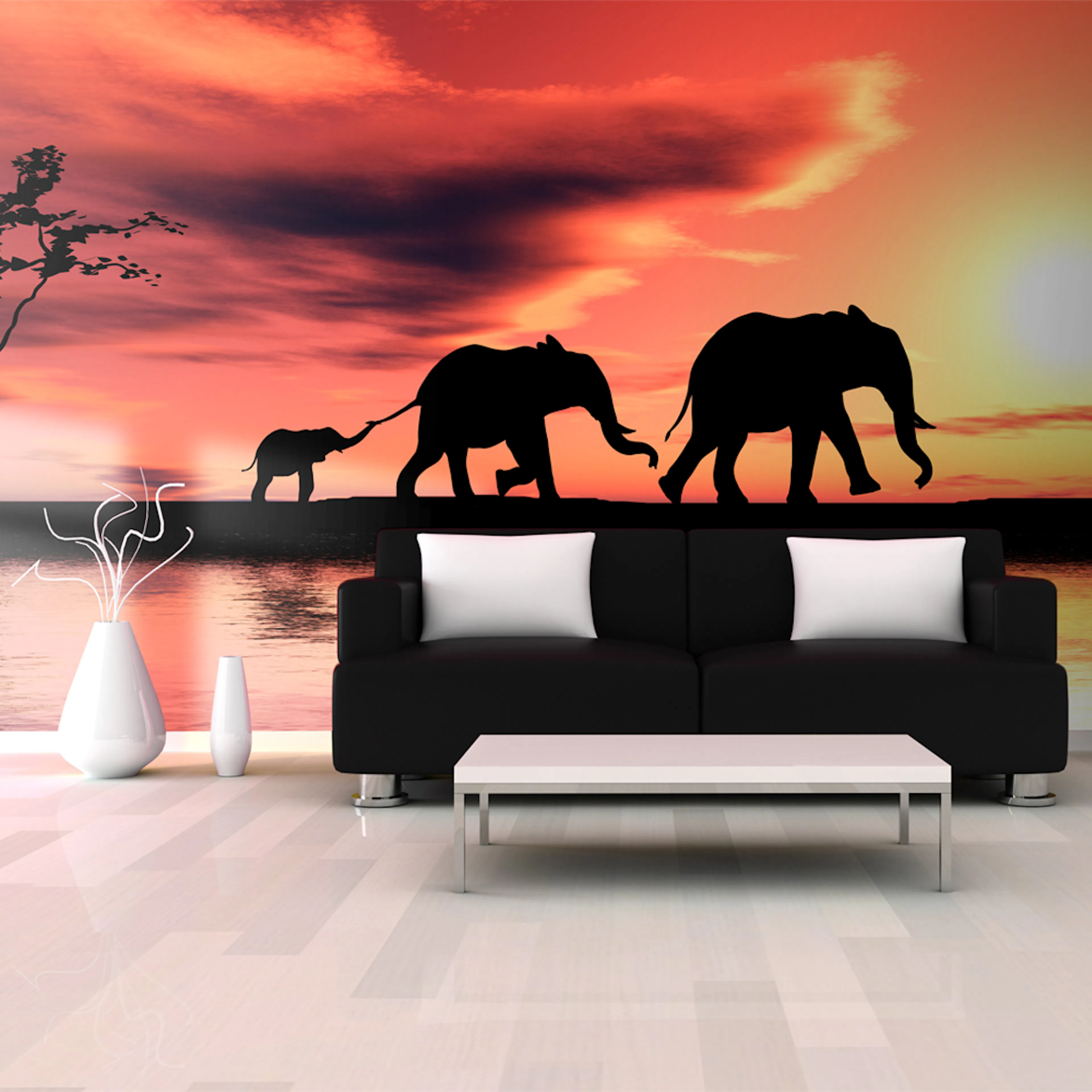 Fototapet XXL Arkiio elephants family 550x270 cm