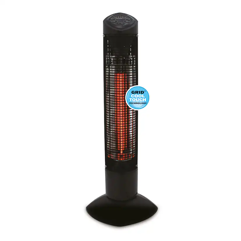 Infravärmare Termo Pisa Terrassvärmare 450/900 W, Svart, IP55-klassad, Stående Design för Balkong & Uteplats