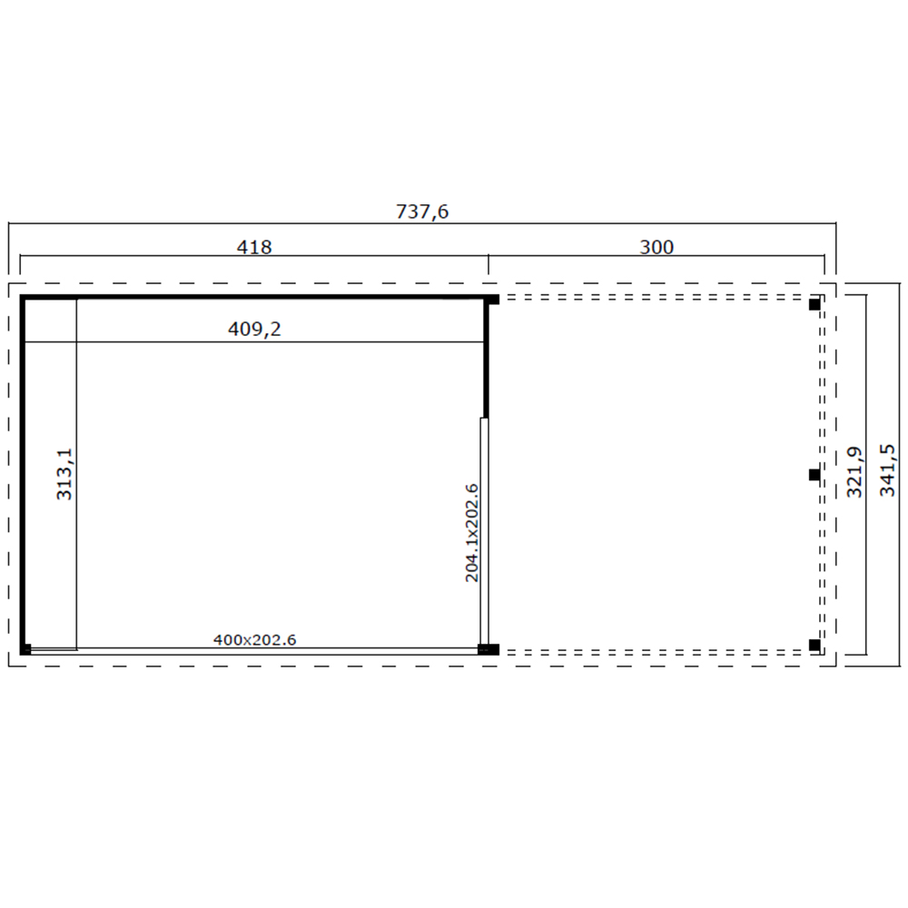 Fristående Uterum Landskap Stråla med Uteplats 23,1 kvm