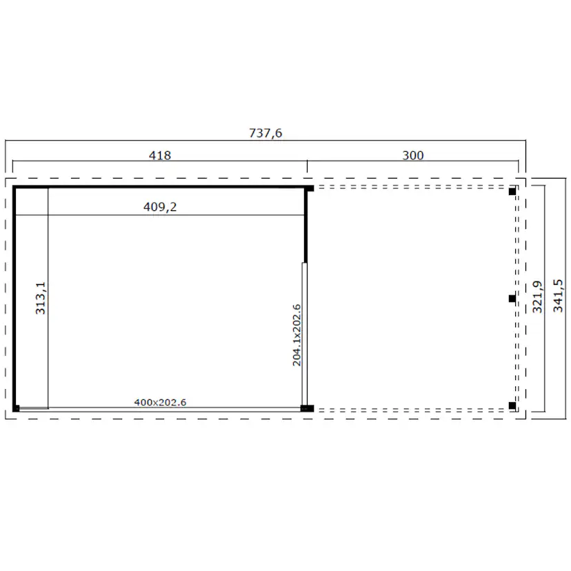 Fristående Uterum Landskap Stråla med Uteplats 23,1 kvm