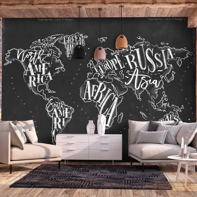 Fototapet Arkiio Retro Continents Svart