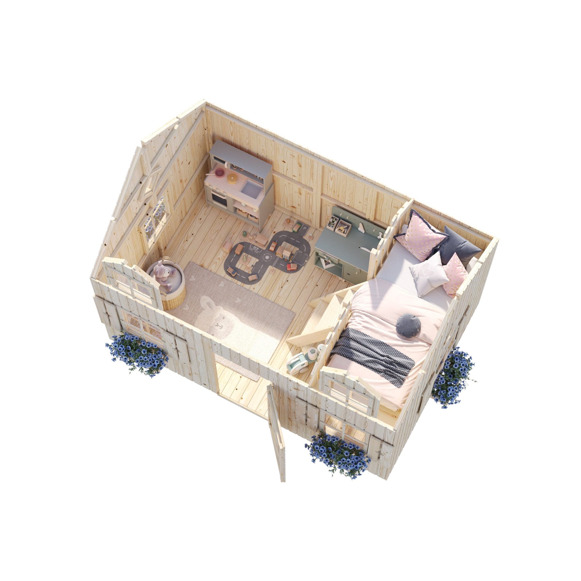 Lekstuga Palmako Marie 5,5 m² Trästuga med Loft