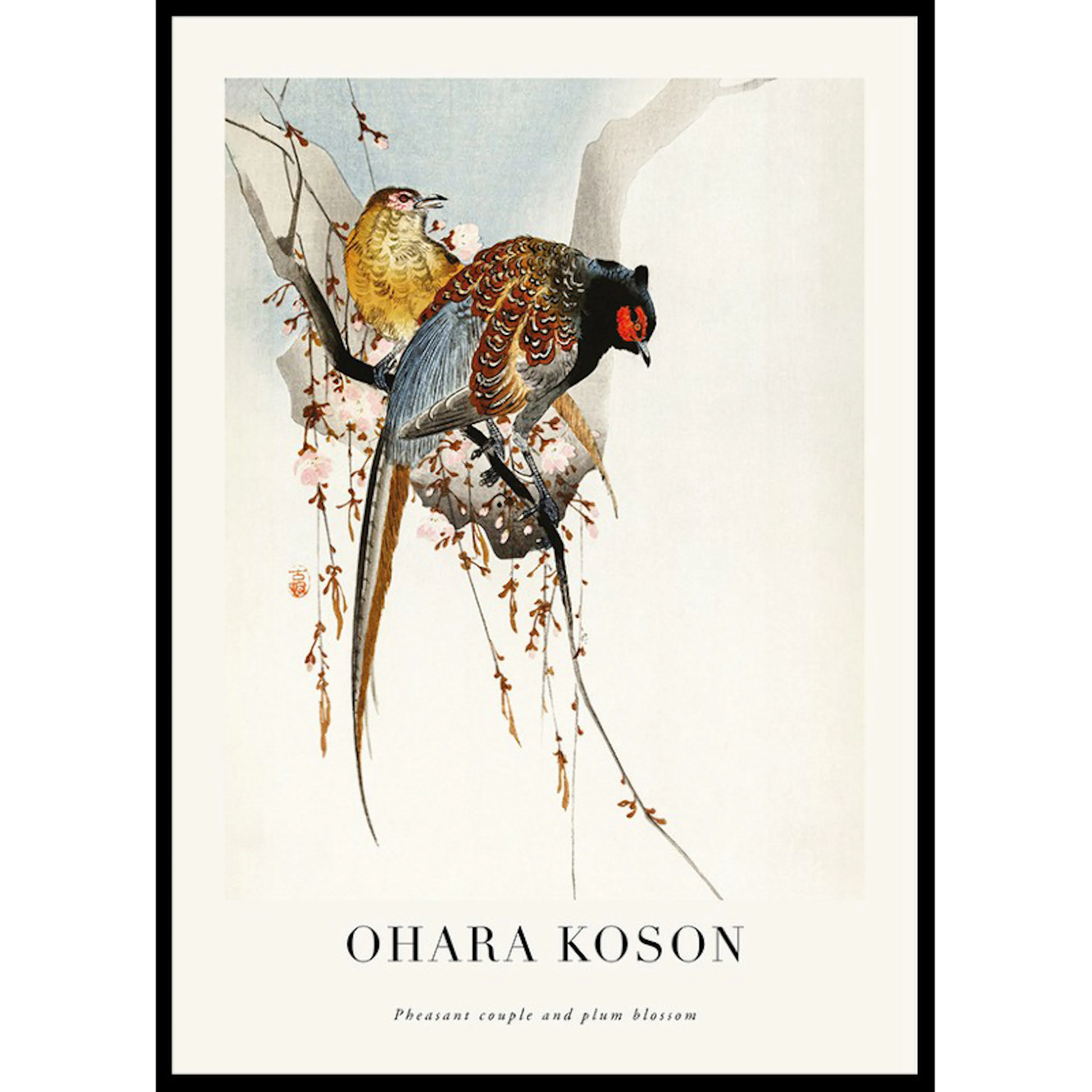 Poster Gallerix Pheasant Couple And Plum Blossom By Ohara Koson
