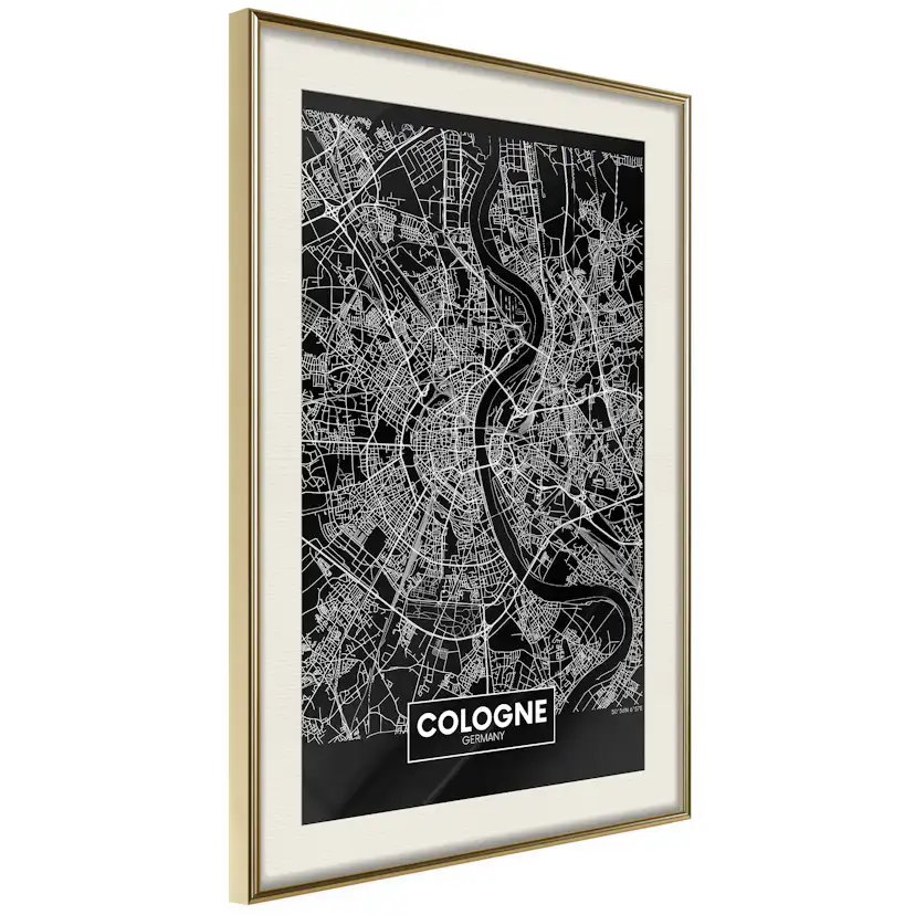 Poster Artgeist Affisch Dark Map of Cologne