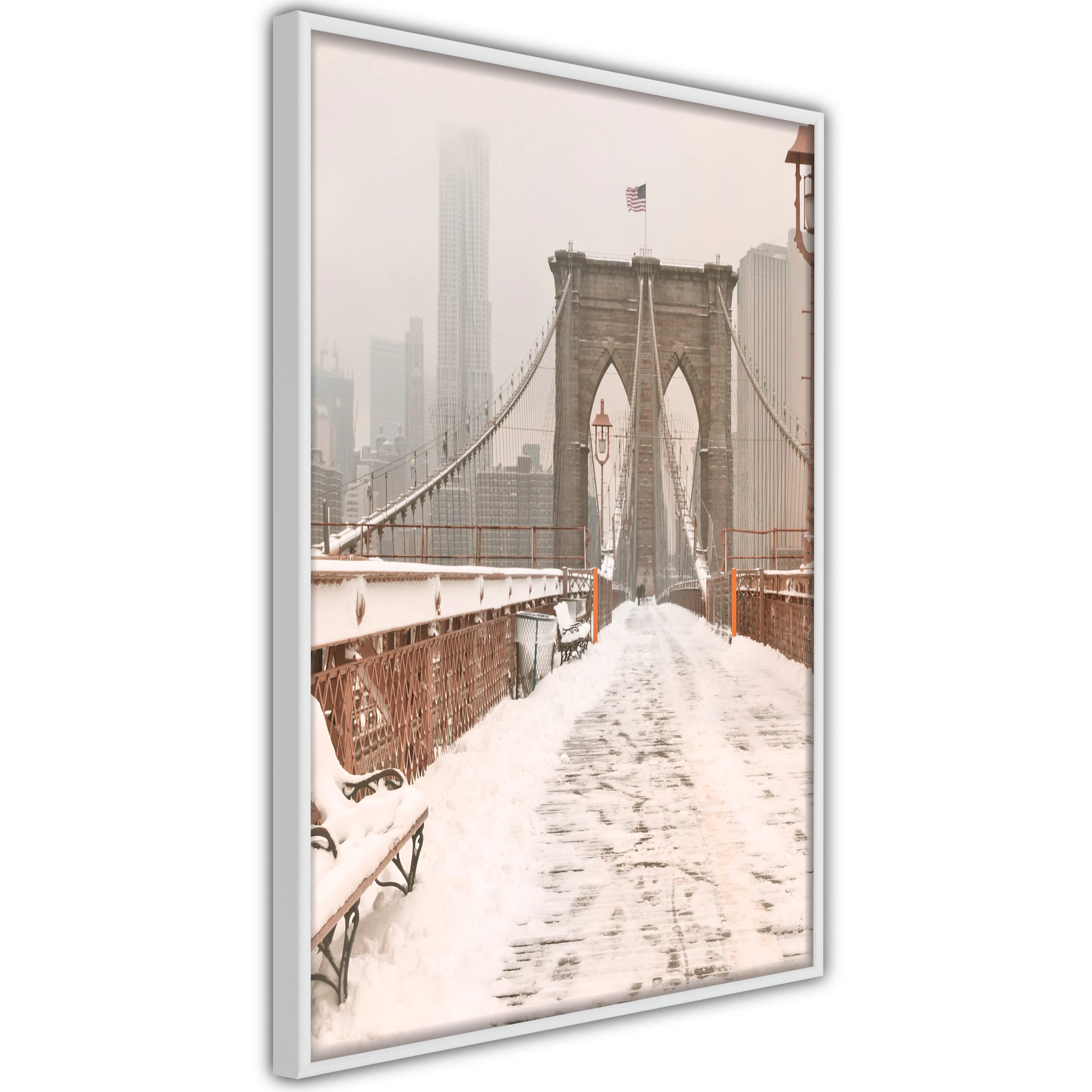 Poster Artgeist Affisch Brooklyn Bridge in Sepia