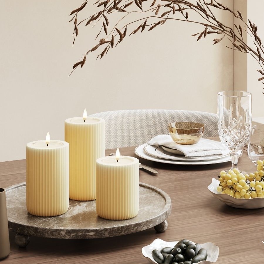 LED-Blockljus UNIQUE Candles Stripe 8x12,5 cm