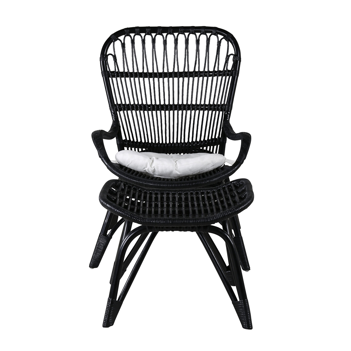 Ella Lounge Chair - BLACK rattan / Offwhite Cushion Ersätter Färg: Black