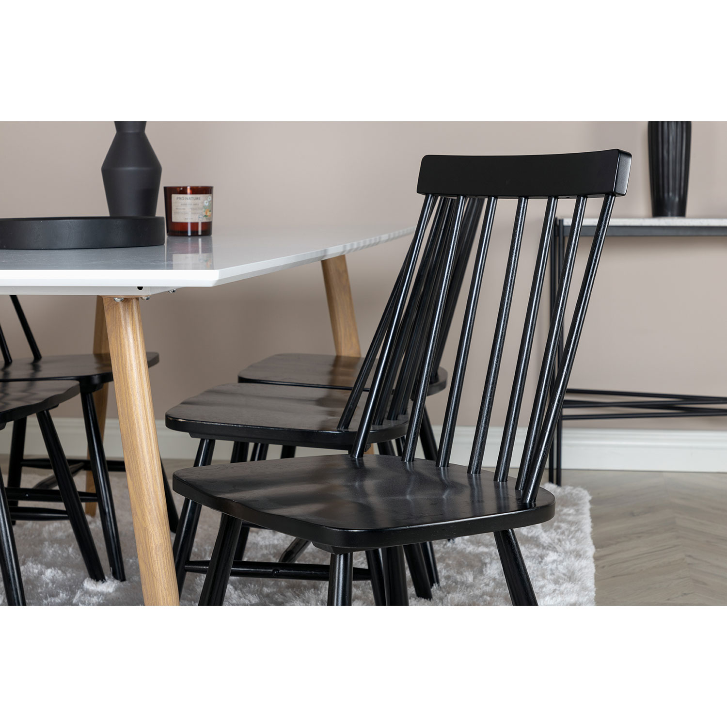 Polar Dining Table - 180*90*H75 - White / Oak, Lönneberga Wi Svart/Vit