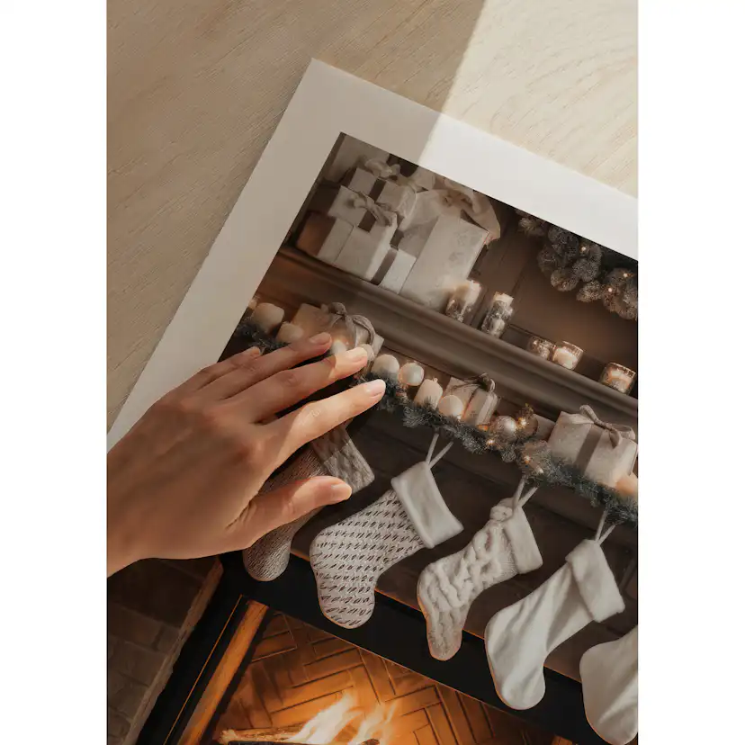 Poster Gallerix Christmas Socks By The Fireplace