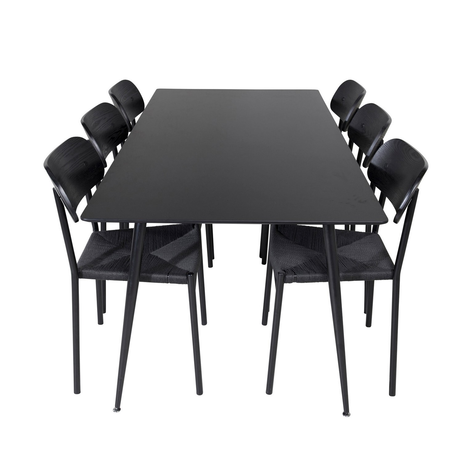 Silar Dining Table - 180 cm - Black Melamine / Black Legs +P Svart