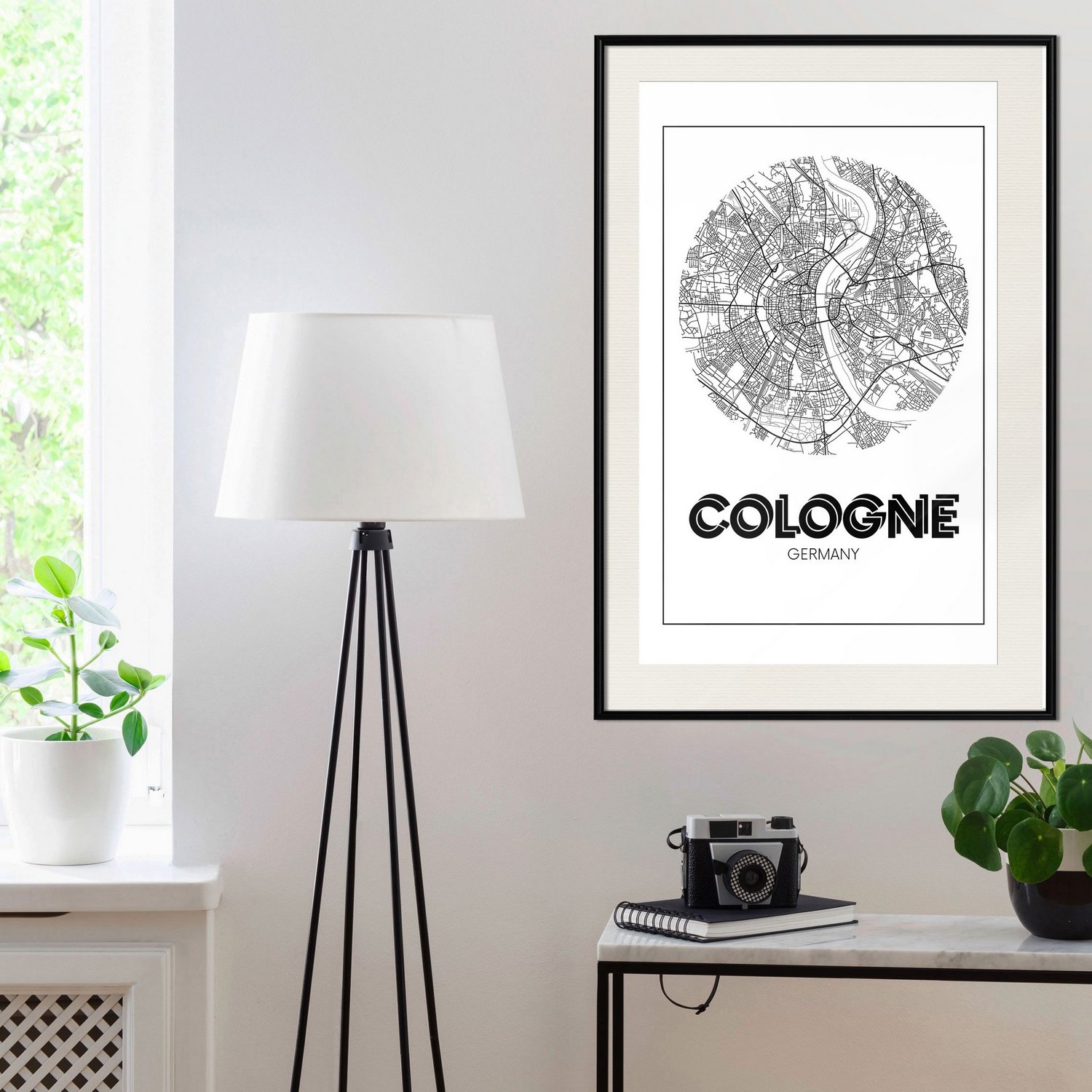 Affisch - Retro Cologne [Poster] 30x45 Svart ram med passepartout, 30x45 cm