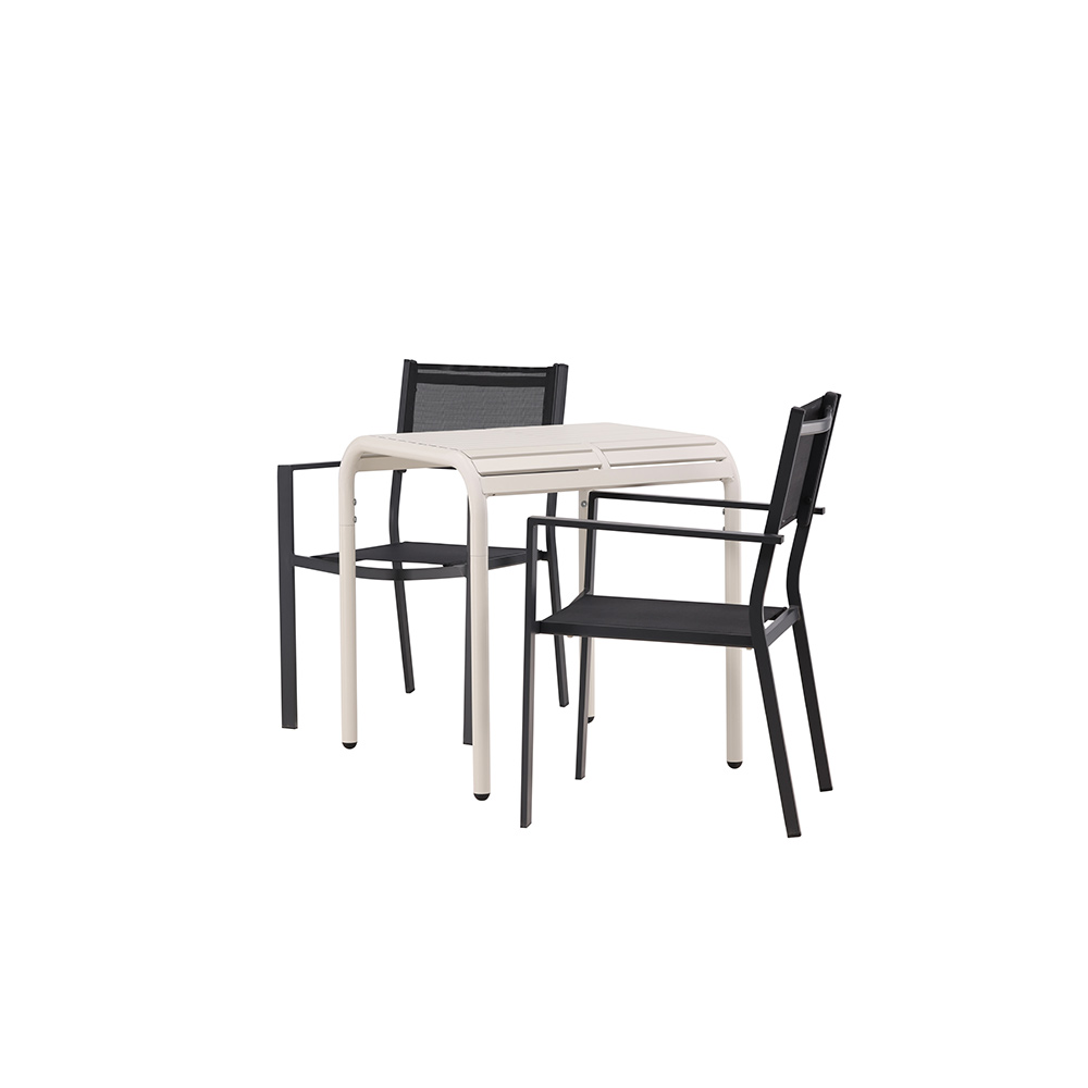 Borneo Cafetable Aluminium - Beige / Kvadrat 70*70* +Copacab Svart/Beige