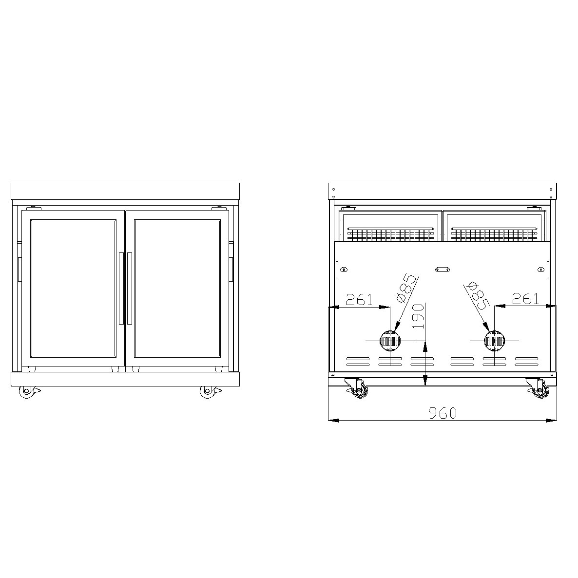 Fristående Kylskåp Myoutdoorkitchen Classic Line Stainless 304SS Modul med Dubbeldörrar