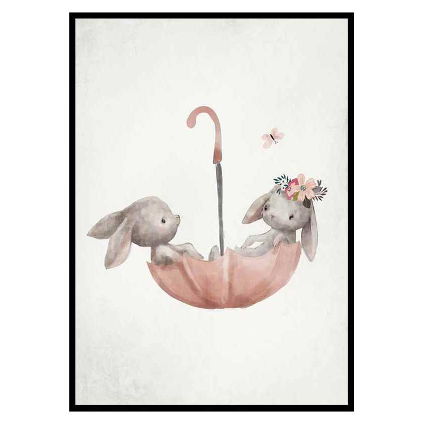 Poster Gallerix Watercolor Rabbit Friends