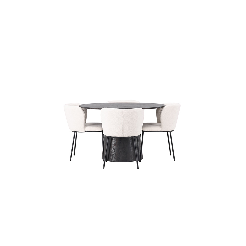 Matgrupp Venture Home Lanzo Ø120 cm med 4 st Edina stolar