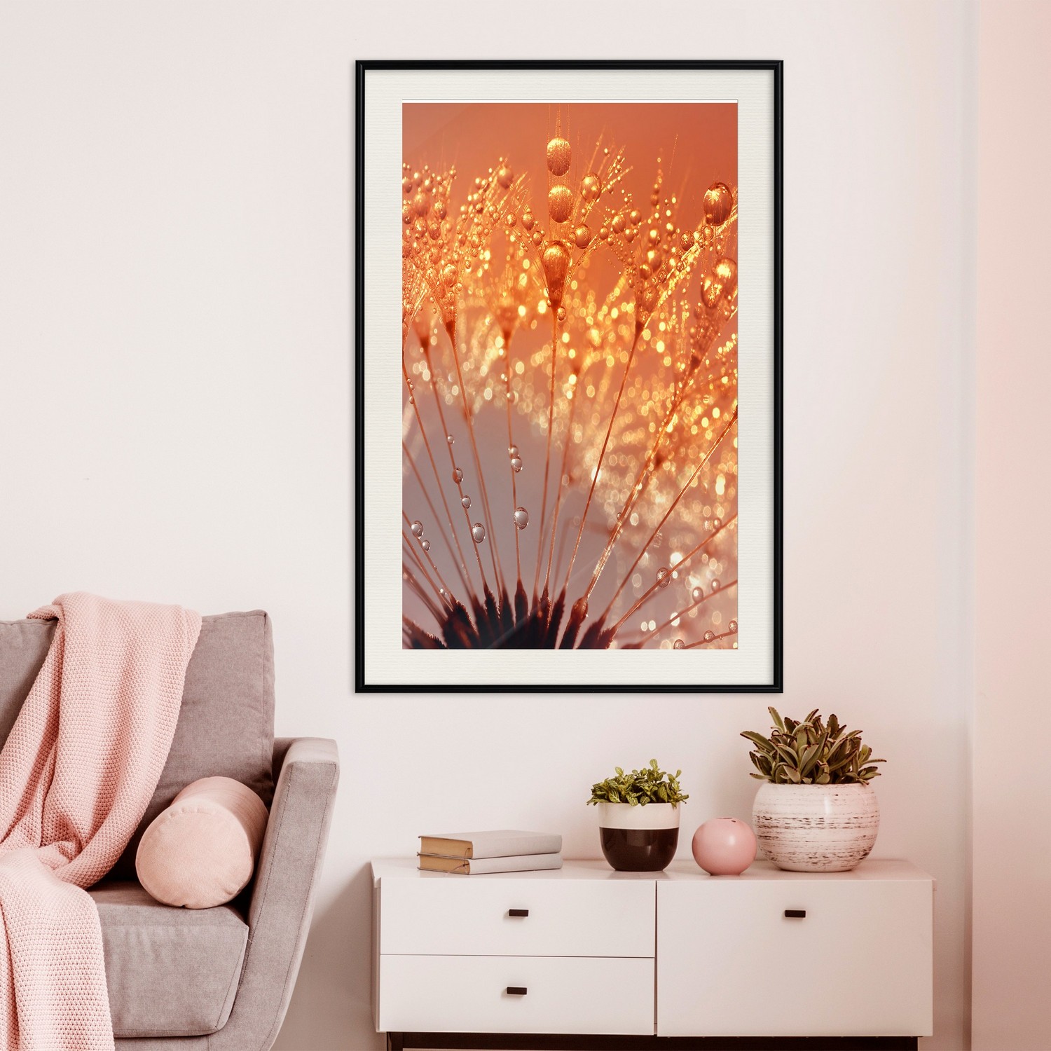 Affisch - Autumn Dandelion [Poster] 40x60 Svart ram med passepartout, 40x60 cm
