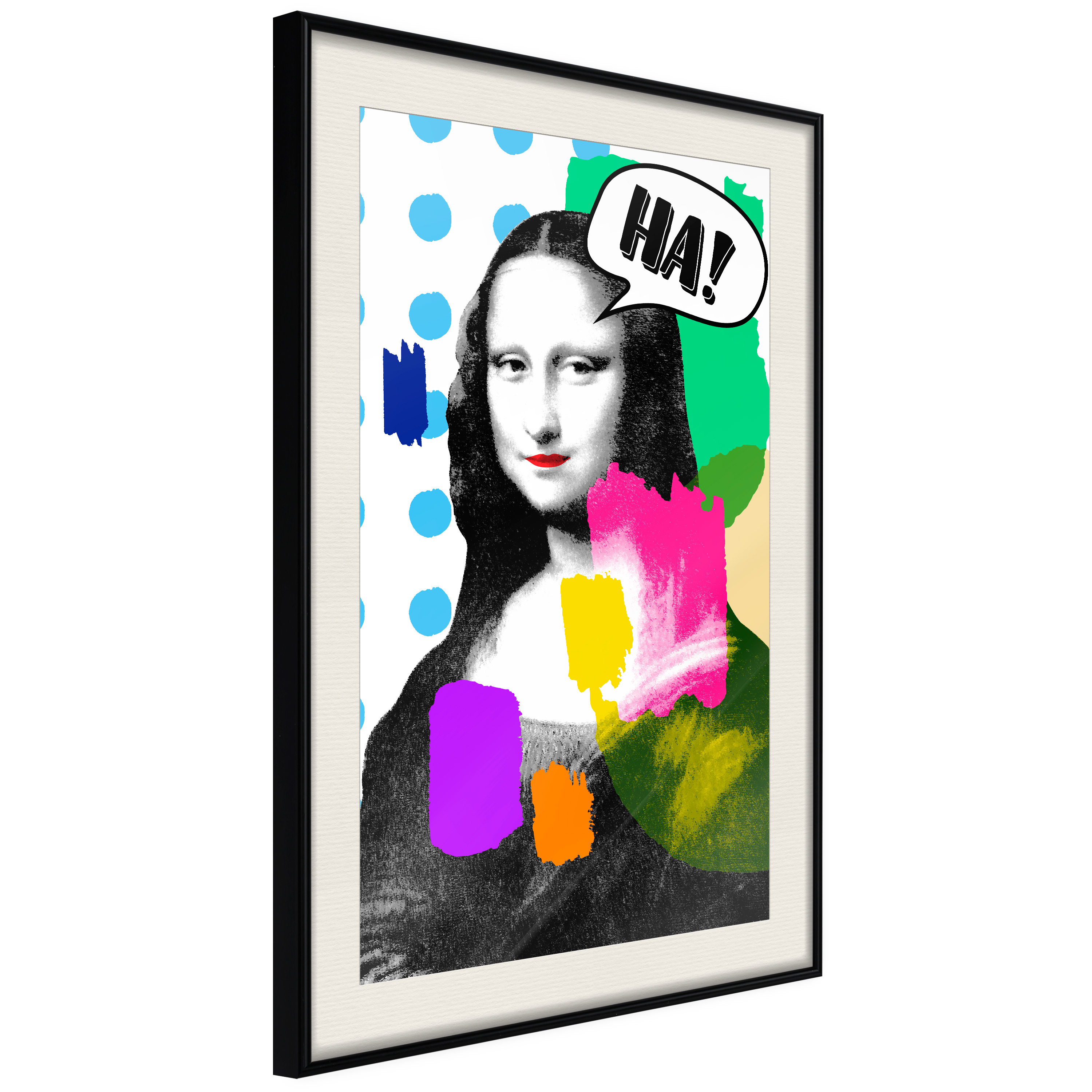 Affisch - Mona Lisa Pop-art [Poster] 20x30 Svart ram med passepartout, 20x30 cm