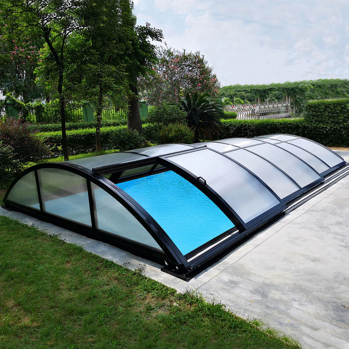 Pooltak 5x10m, 4 mm klar kanalplast, Svart Färg Svart