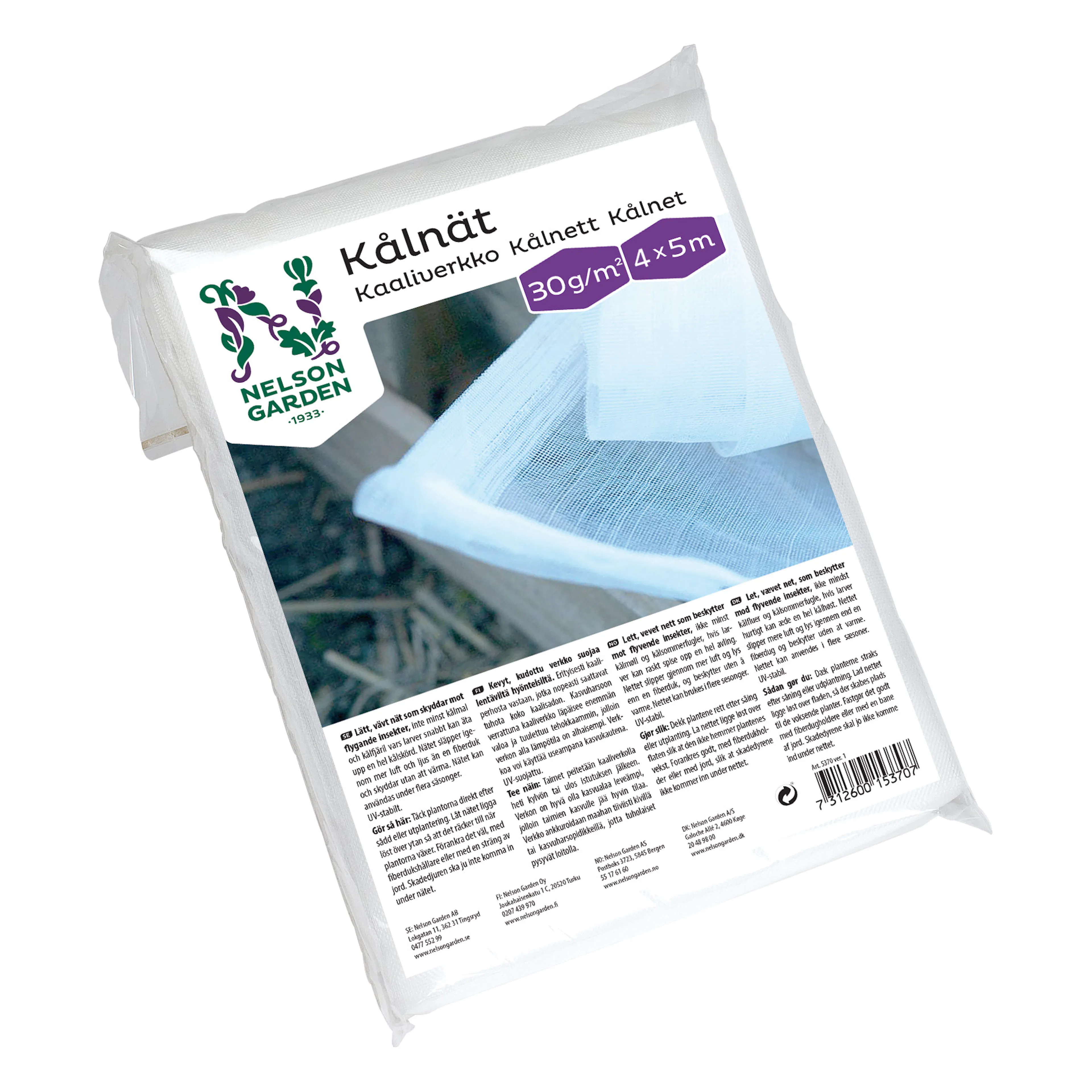 Kålnät Nelson Garden Trädgårdsnät, Plastnät Skydd mot Insekter, Vit 4x5m