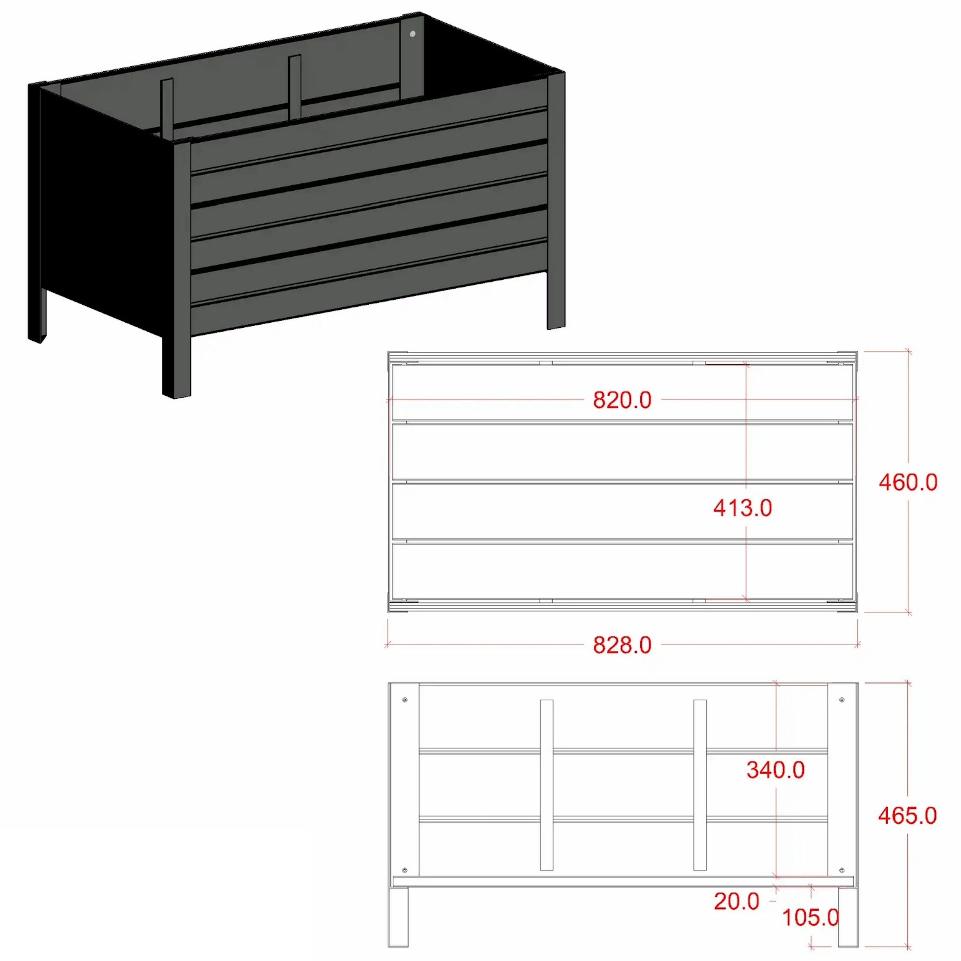 Blomlåda PLUS Classic L:83 B:46 H:46,5cm