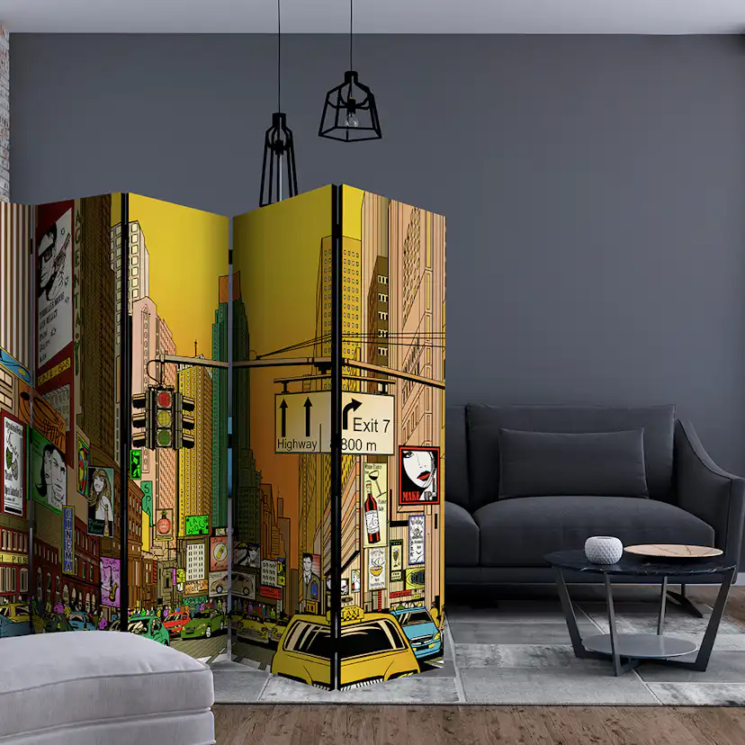 Rumsavdelare Skärmvägg Arkiio Vibrant City NY II 225x172 cm