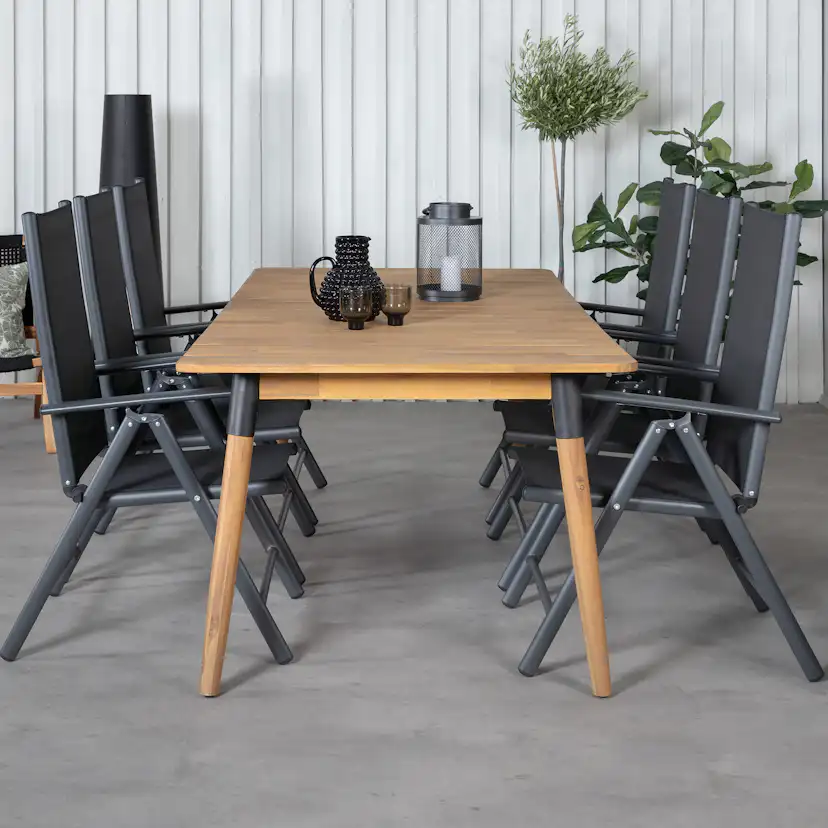 Matgrupp Utomhus Venture Home Julle med 6 Bend Trädgårdsstolar