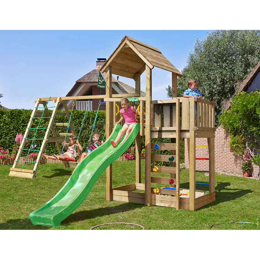 Lektorn Jungle Gym Mansion 2.1 Klättermodul Grön Rutschkana