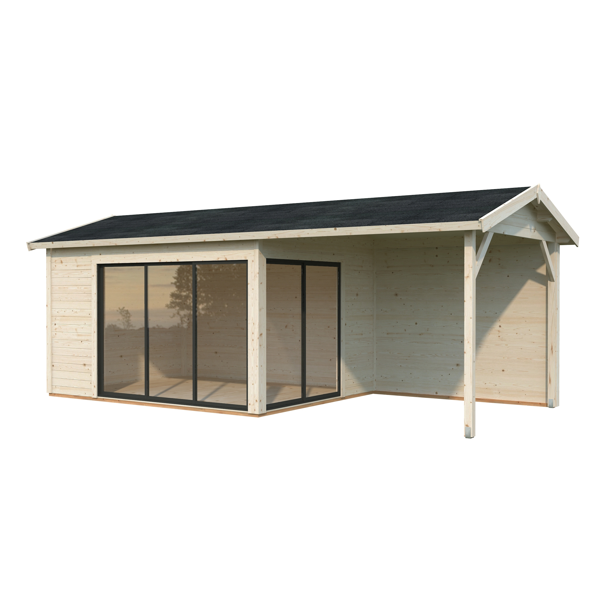 Amanda 11,2+7,8 m2 Slide Plus WTDIP Impregnerad transparent, Pro 2-lagers glas