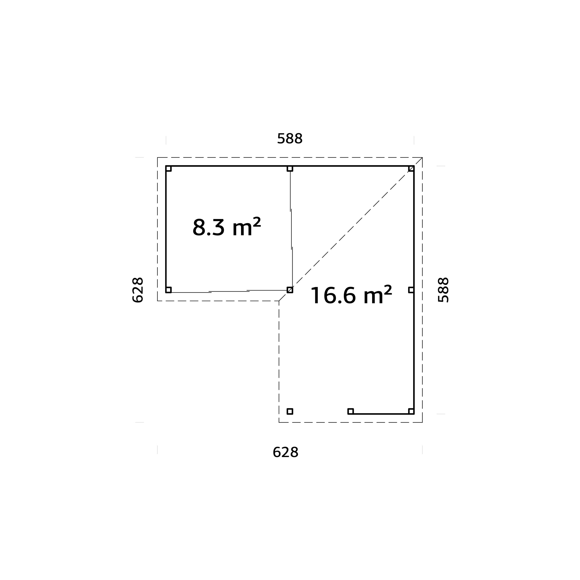 Lenna 24,9 m2 Set 709 Slide Plus WTDIP Impregnerad transparent
