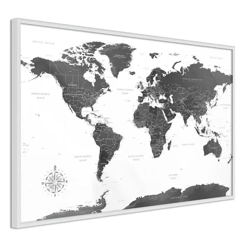 Poster Artgeist Affisch Monochrome Map