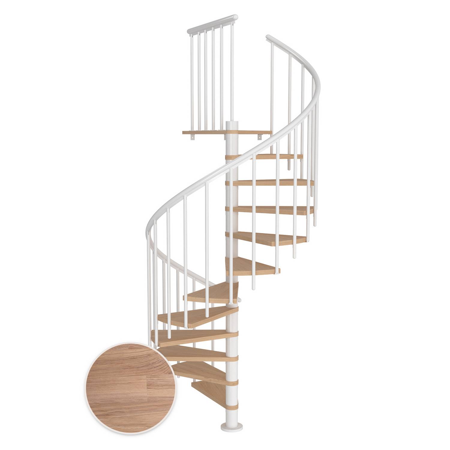 MONTREAL spiral ek vit oljad vit CLASSIC3 13T Ø160 Vit, D: 1600 mm, Golv till golv höjd: 2910-3330 mm, 13+1 steg