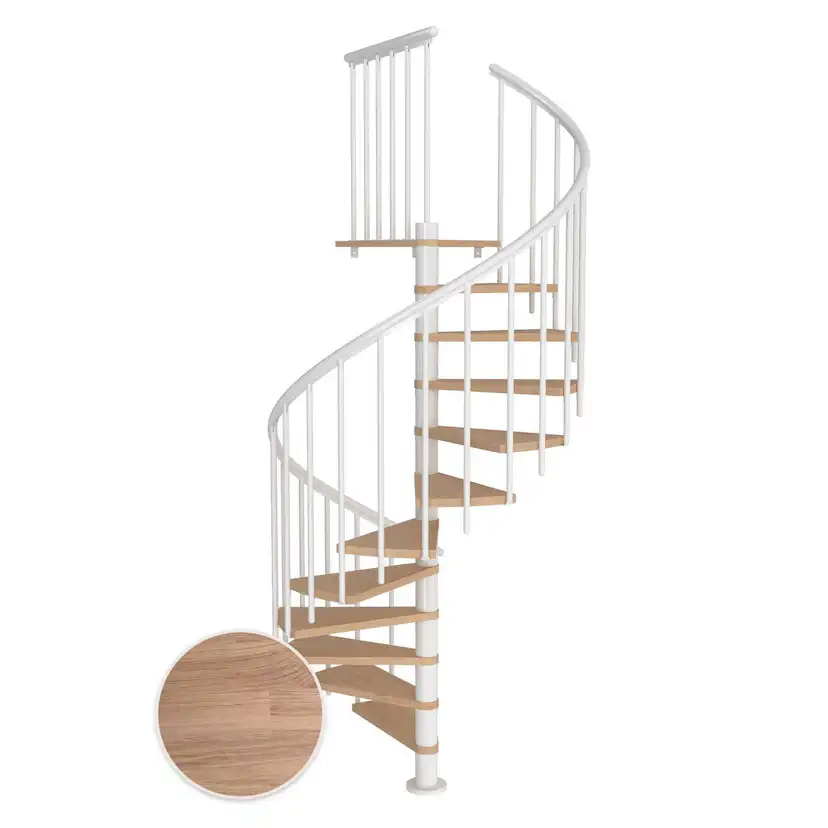 MONTREAL spiral ek vit oljad vit CLASSIC3 13T Ø160 Vit, D: 1600 mm, Golv till golv höjd: 2910-3330 mm, 13+1 steg