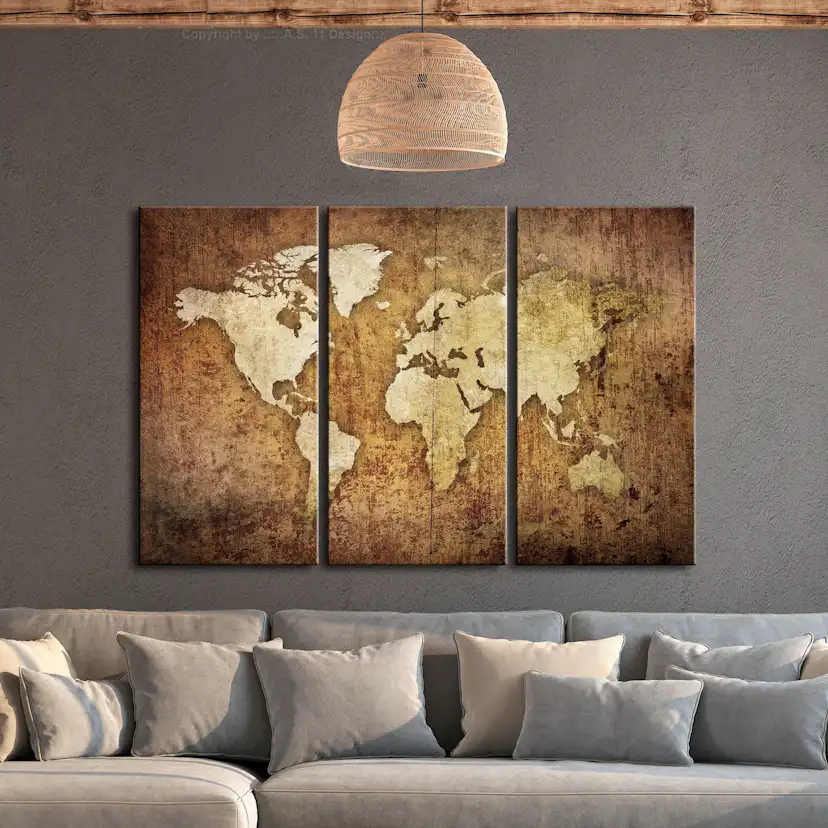 Tavla Arkiio World Map Brown Texture