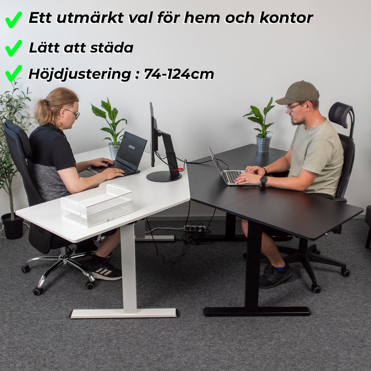 Hörnskrivbord Lykke M100 Höj- och sänkbart