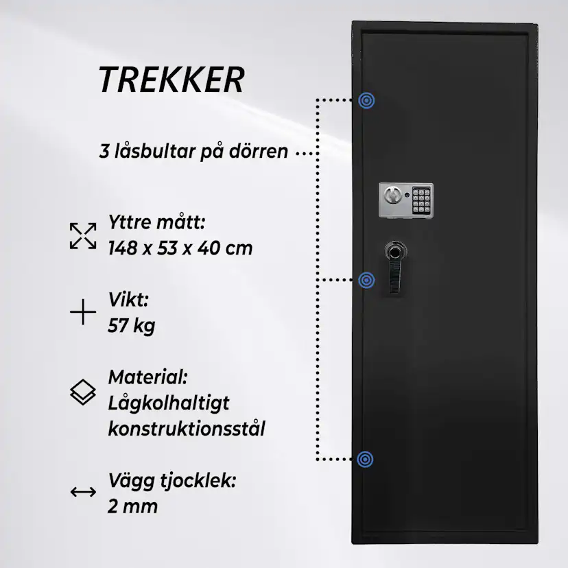Vapenskåp Trekker AS1000 V2 för 10 Vapen med Digitalt Lås