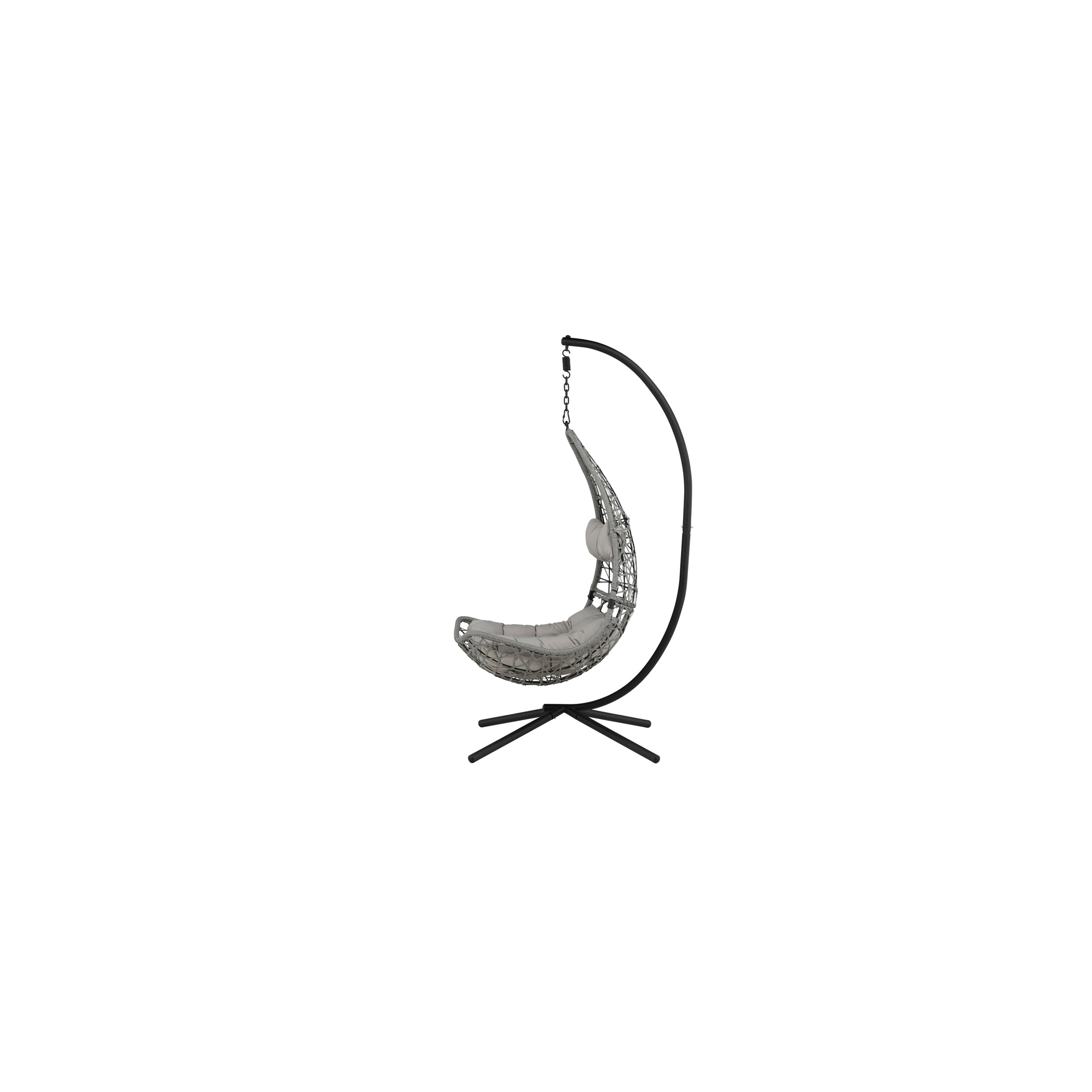 Edinburgh Hanging chair - Black frame/grey wicker/grey cushi Grå