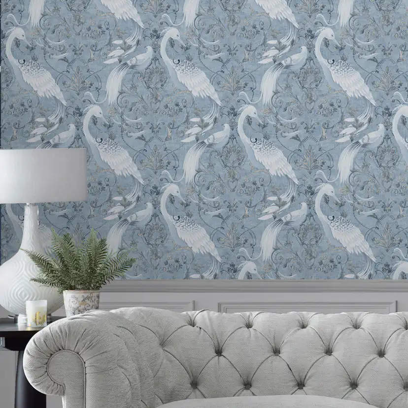 Tapet Laura Ashley Tregaron Midnight Blå 120132